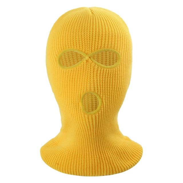 Vinter fuld ansigtsmaske Tre-huls Balaclava strikket hue hals damask - Gul