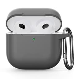 Til AirPods 4 Silikonetui Integreret Bluetooth-hovedtelefoncover med krog - Grå