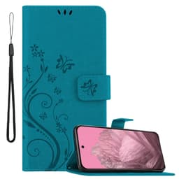 Google Pixel 9 Pungetui Cover Blomster (Blå)