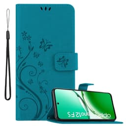 Oppo Reno 12 FS Pungetui Cover Blomster (Blå)