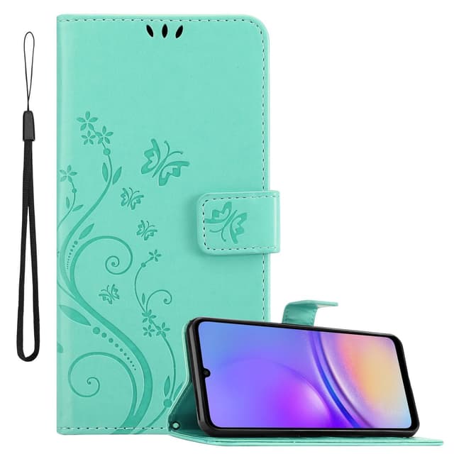 Samsung Galaxy A06 Pungetui Cover Blomster (Turkis)