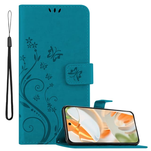 Google Pixel 9 PRO Pungetui Cover Blomster (Blå)