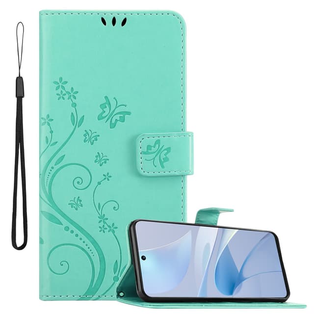 Huawei Nova 13i Pungetui Cover Blomster (Turkis)