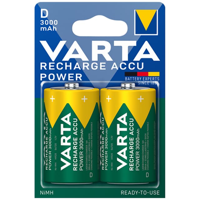 Varta Power D 3000Mah-batteri (2 stk)