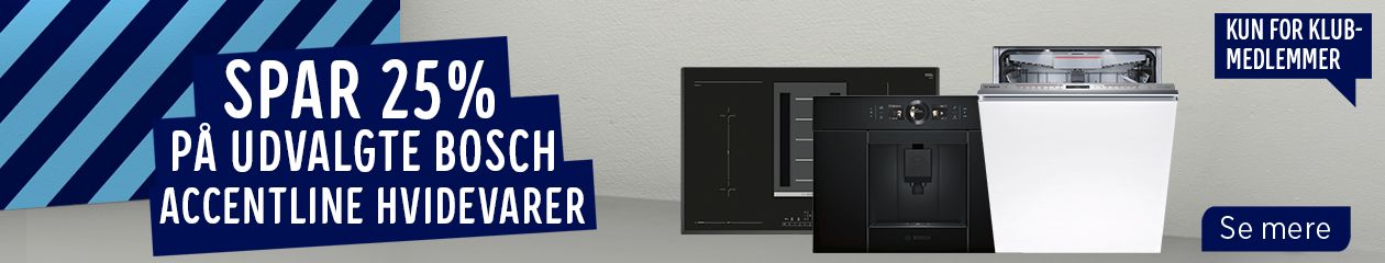 Kundeklub tilbud! Spar 25% på udvalgte Bosch Accentline hvidevarer Kundeklub tilbud! Spar 25% på udvalgte Bosch Accentline hvidevarer.