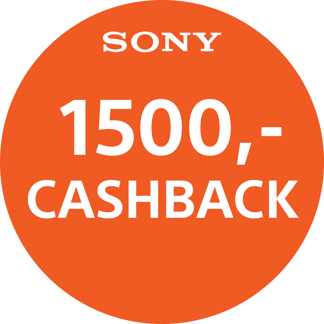 Få cashback fra Sony! Registrer dit produkt på www.sony.dk/cashback/summer først efter 30 dage fra købsdato. Oplys IBAN, SWIFT og kvittering. Gælder køb foretaget i perioden 30/4 – 31/7 2024. 