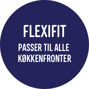 Denne opvaskemaskine er mærket med FlexiFit. Det betyder, at opvaskemaskinen passer til køkkenfronter der er 70-80 cm. høje, samt langt størstedelen af alle beslag. Husk at sammenholde din køkkenlåges mål med maskinen du køber.