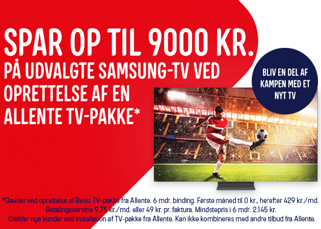 Spar op 9000 kr. på udvalgte Samsung-TV Fodboldspiller sparker til en bold