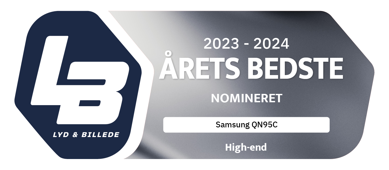 Samsung QN95C har et spektakulært billede med stærk kontrast og blændende lysstyrke. Takket være gode sorte farver, præcis lysstyring og lille skærmreflektion er dette et fremragende tv til lyse rum.