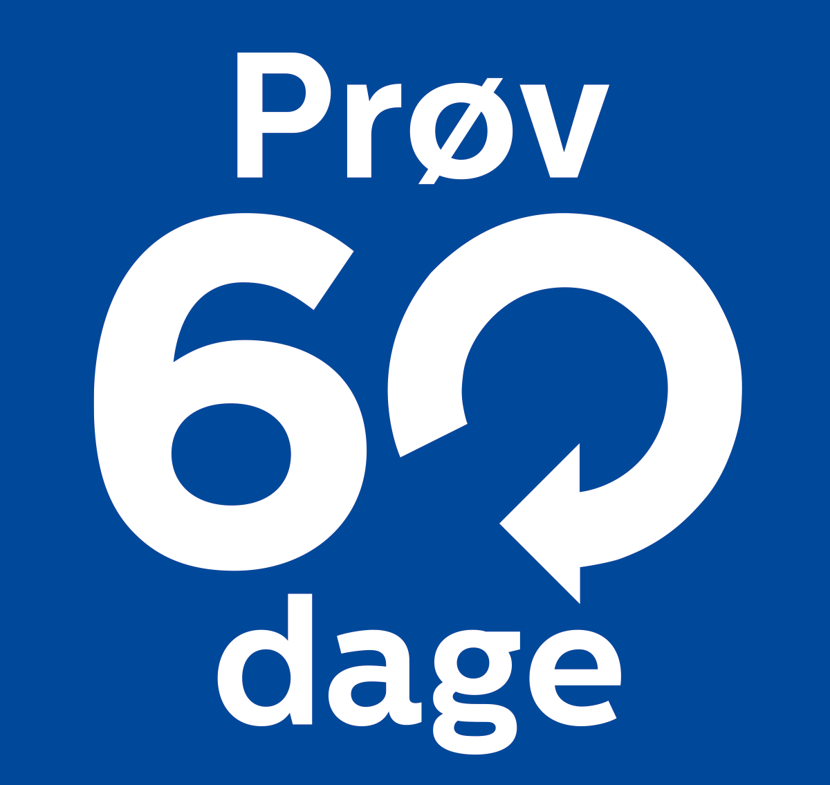 Køb og prøv produktet i op til 60 dage. Er du ikke tilfreds, kan du levere dit produkt tilbage. Se hvordan du gør via linket. *Betingelser og vilkår gælder.