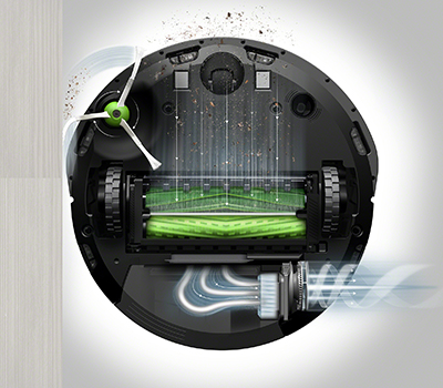 Skidtet har ikke en chance Illustation af iRobot Roomba i7 Plus er udstyret med Power-Lifting Suction, som giver op til 10x højere sugestyrke
