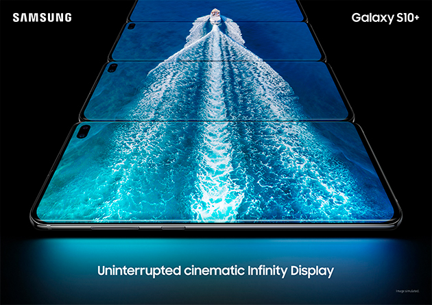 Samsung S10 har en skærm med biografoplevelse Samsung S10 har en skærm med biografoplevelse
