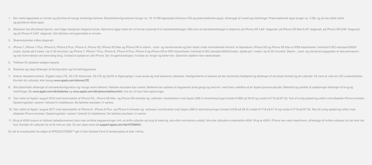 Disclaimer – Elgiganten sammenligner iPhone-modeller