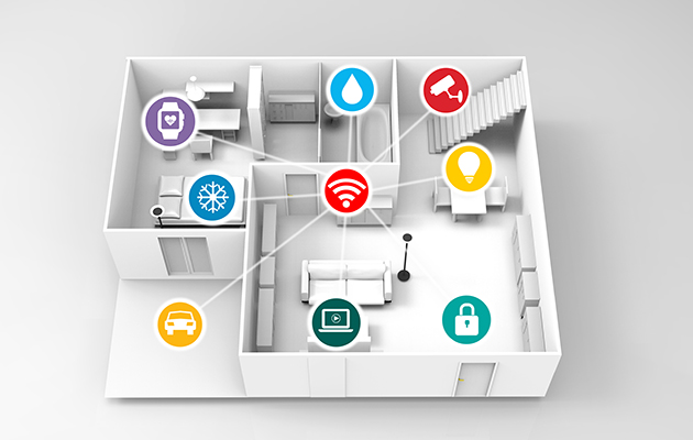 Netværkets rækkevidde er den afgørende faktor Illustration af et smart home