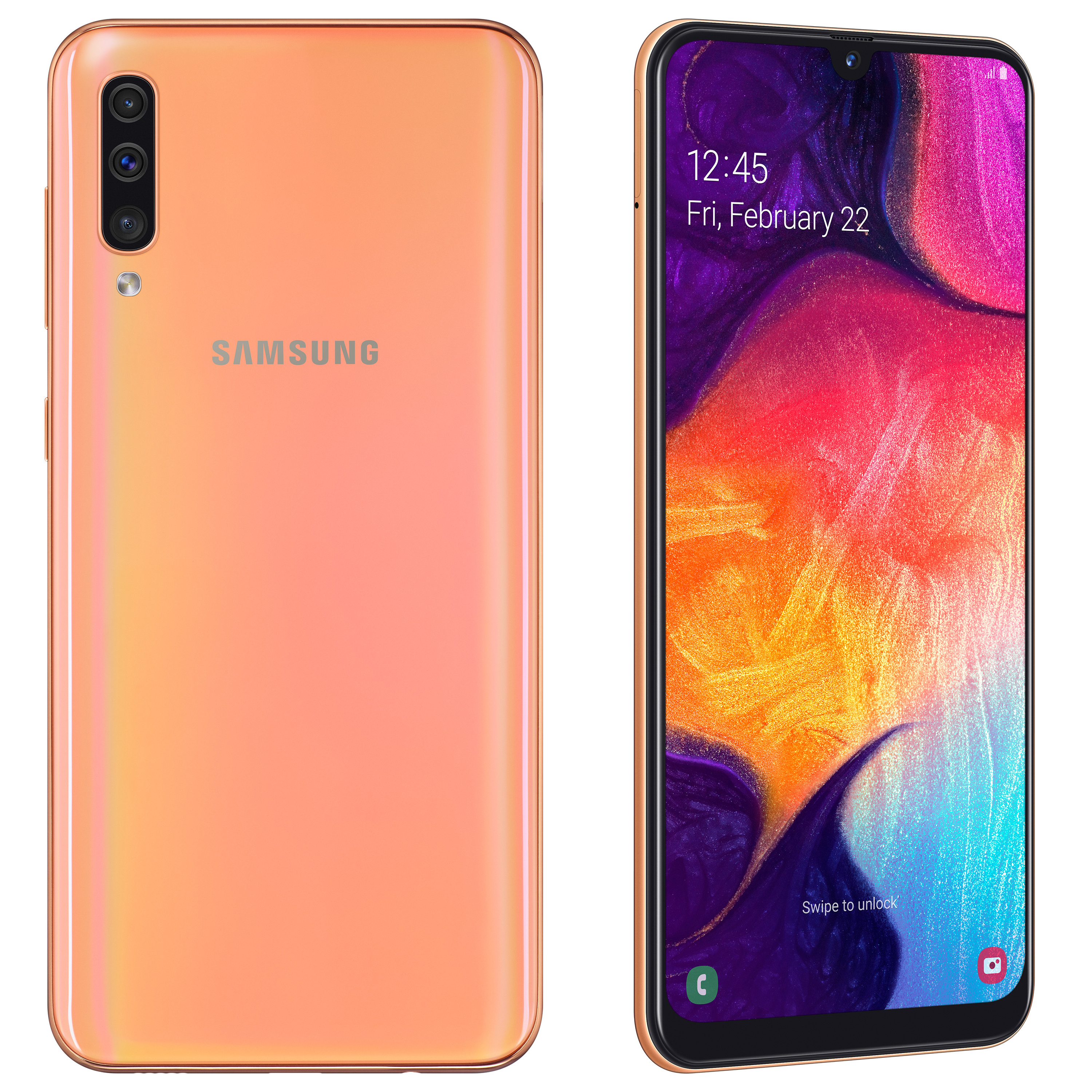 # Produktbillede af Samsung Galaxy A50 i farven koral