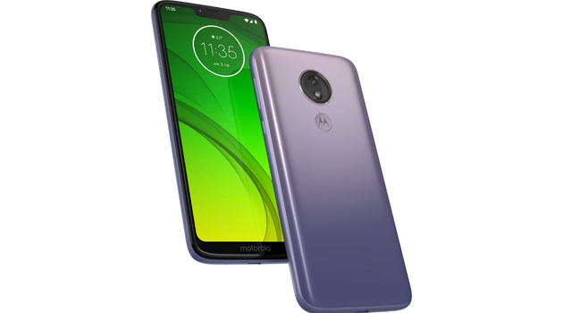 Moto G7 Power Produktbillede af to Moto G7-telefoner