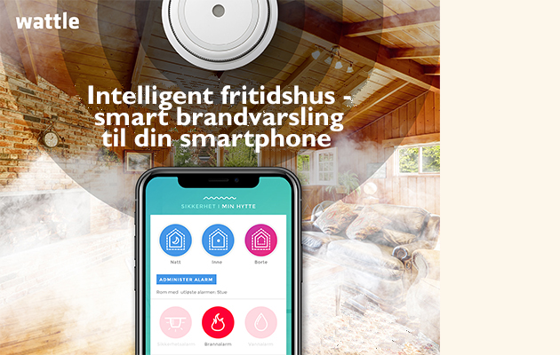 Med Wattle bliver du advaret, hvis det brænder Billede af fritidshus med tekst om Wattle cabin