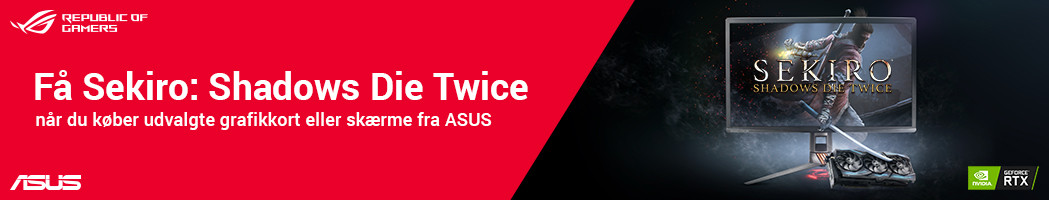 Køb et udvalgt ASUS GeForce grafikkort eller en ASUS-skærm og få Sekiro: Shadows Die Twice med i købet Køb et udvalgt ASUS GeForce grafikkort eller en ASUS-skærm og få Sekiro: Shadows Die Twice med i købet