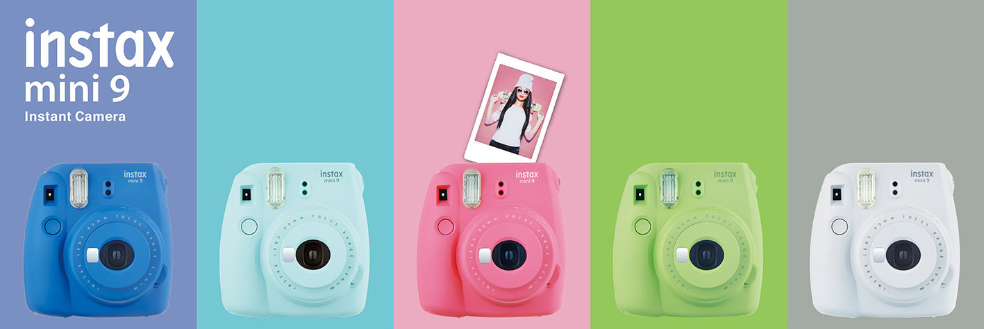 Instax Mini 9 Fotomontage af mini 9 i 5 forskellige farver