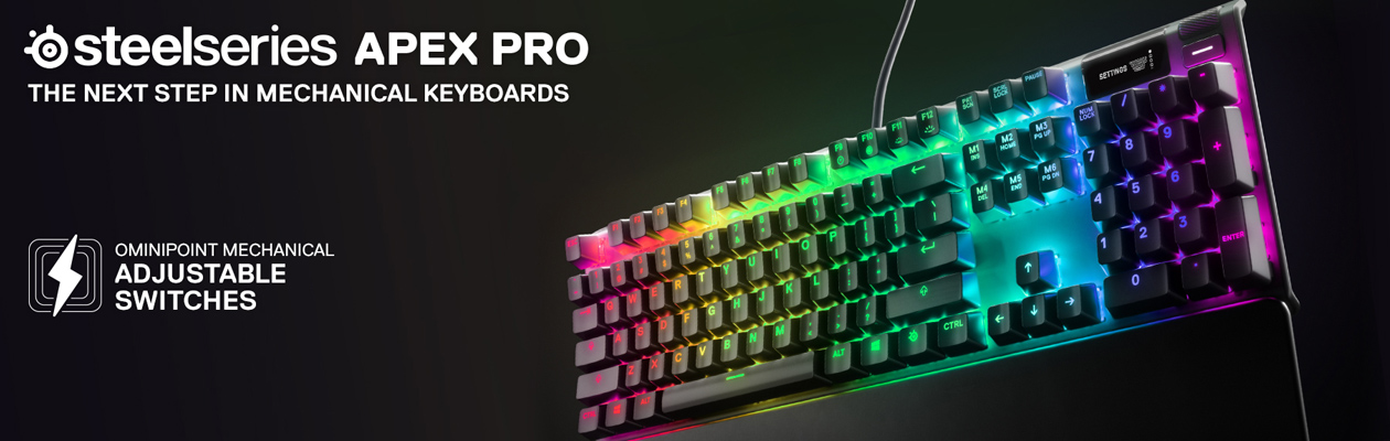 SteelSeries Apex Pro SteelSeries Apex Pro keyboard på sort baggrund.