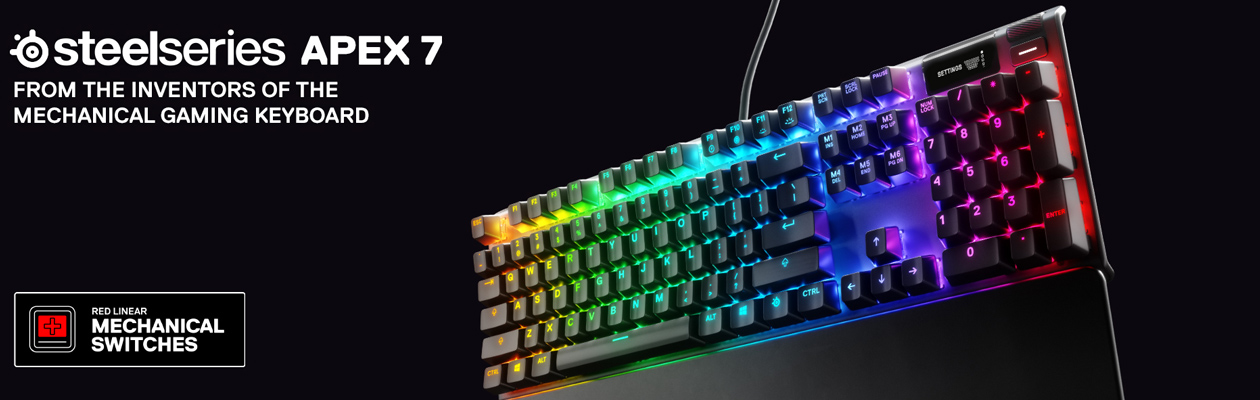 SteelSeries Apex 7 SteelSeries Apex 7 gaming keyboard på sort baggrund