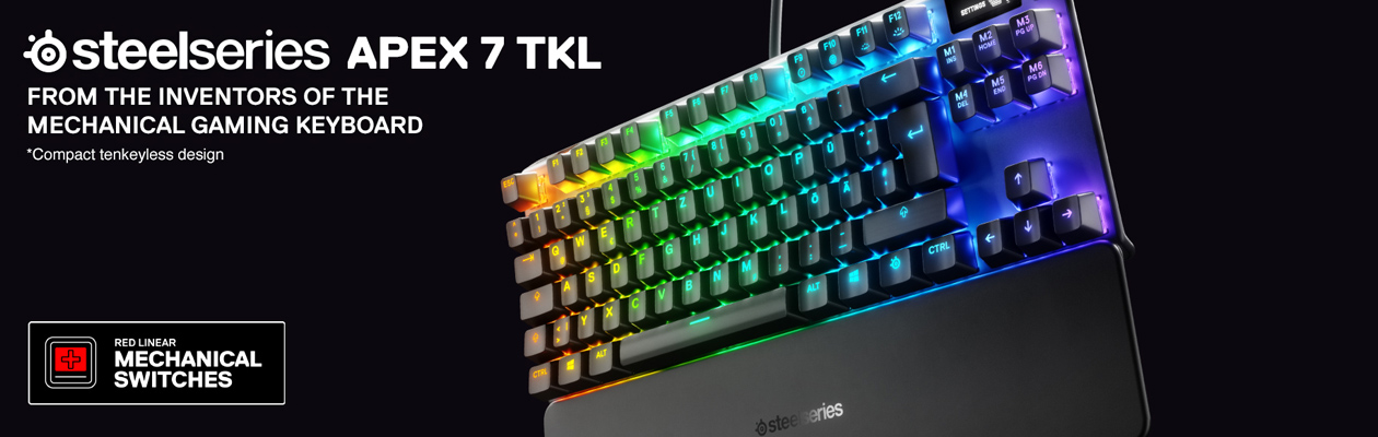 SteelSeries Apex 7 TKL SteelSeries Apex 7 TKL gaming keyboard på sort baggrund