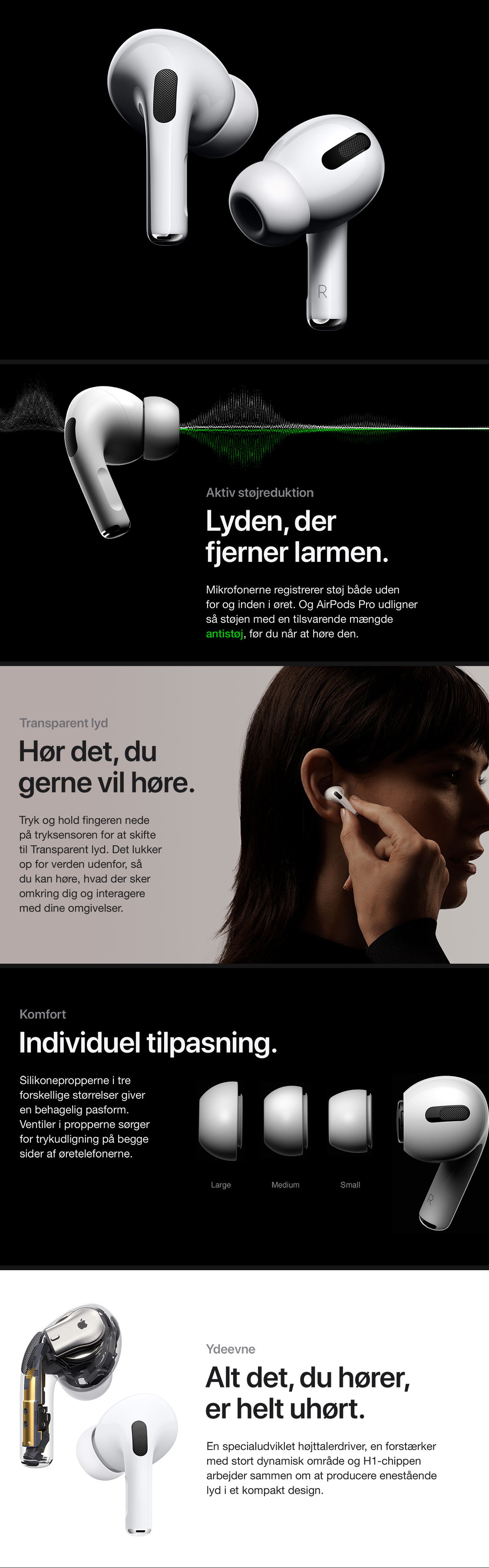 AirPods Pro med Aktiv støjreduktion og Tranparent lyd - så du kun får det med, du gerne vil høre AirPods Pro