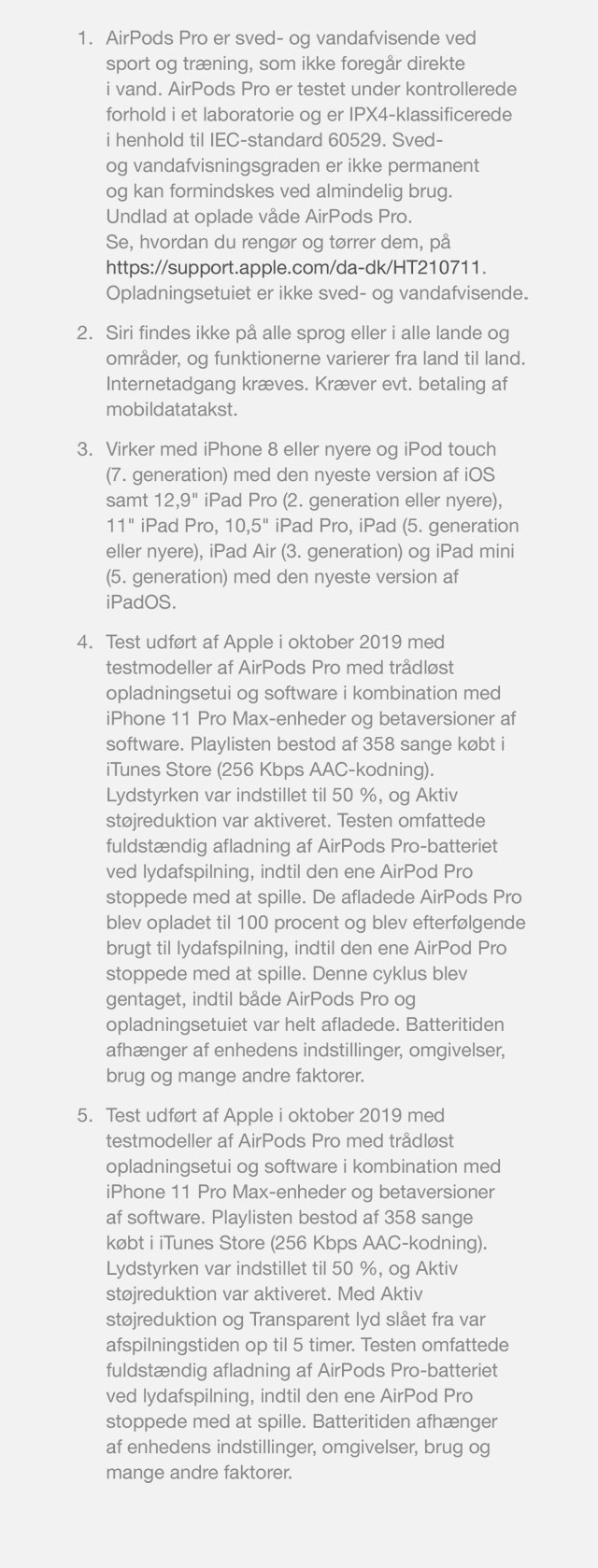Læs det med småt AirPods Pro disclaimer