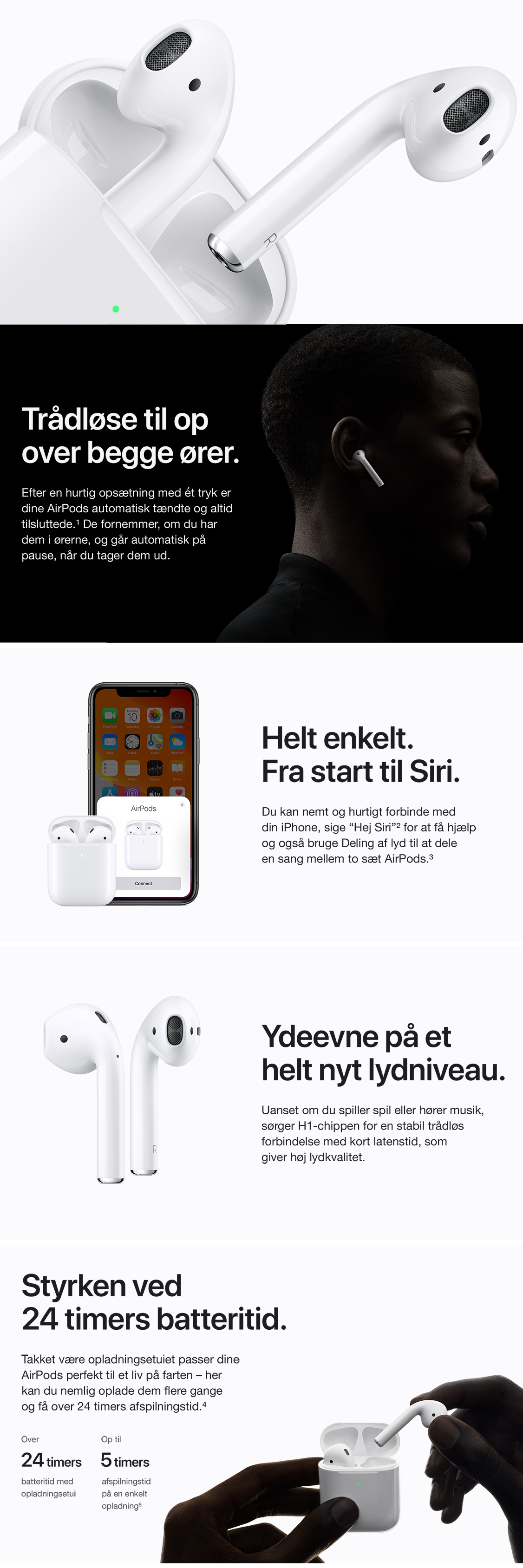 AirPods - trådløs og altid klar til brug med op til 24 timers batteritid Apple AirPods Elgiganten