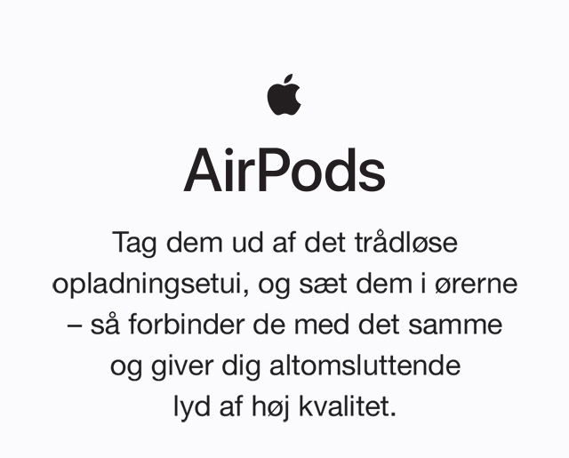 AirPods - ægte trådløse hovedtelefoner fra Apple. Fri for ledninger. Fuld af energi Apple AirPods i Elgiganten