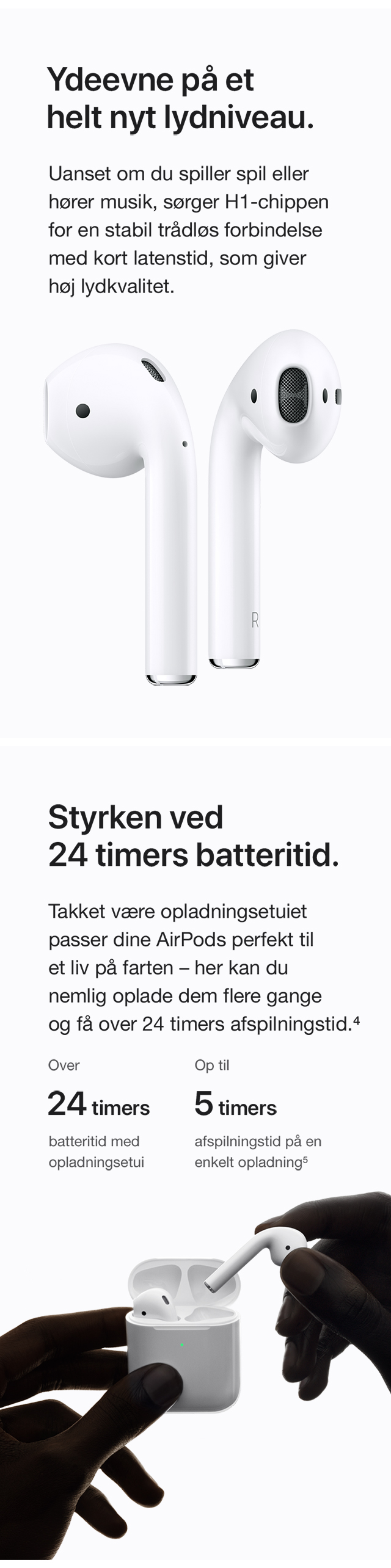 Oplad dine AirPods nemt og hurtigt med det trådløse opladningsetui. Apple AirPods Elgiganten