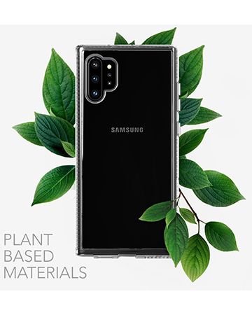 Plantebaseret materialer Gennemsigtigt cover til sort Samsung med grønne blade bagved