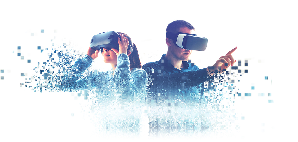 VR er kommet for at blive En kvinde og en mand med VR-headsets