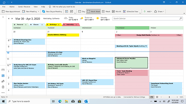 Opret forbindelse. Organiser. Få tingene gjort. Billede som viser Outlook