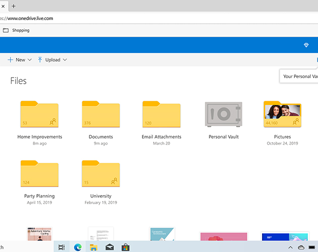 Personlig beskyttelse Billede som viser personlig boks i OneDrive