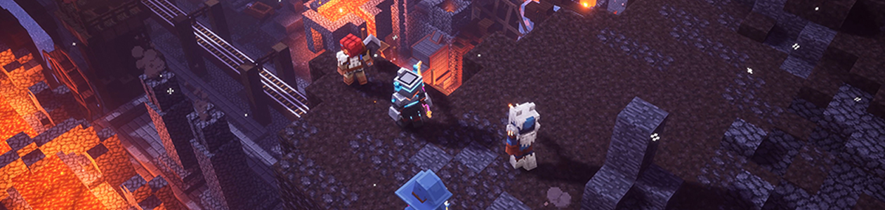 Spil sammen med op til tre af dine venner i Minecraft Dungeons Op til fire spillere kan spille sammen