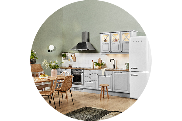 Vælg om du vil designe køkkenet til dit sommerhus, der hvor du bor, eller i den lokale Elgiganten-butik nær dit sommerhus. Epoq Heritage Light køkken