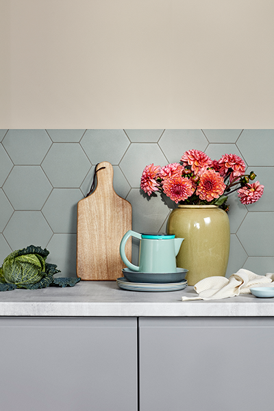 Integra Steel Grey -serien har en rolig, grå basefarve Detalje billede af Epoq Integra Steel Grey køkken