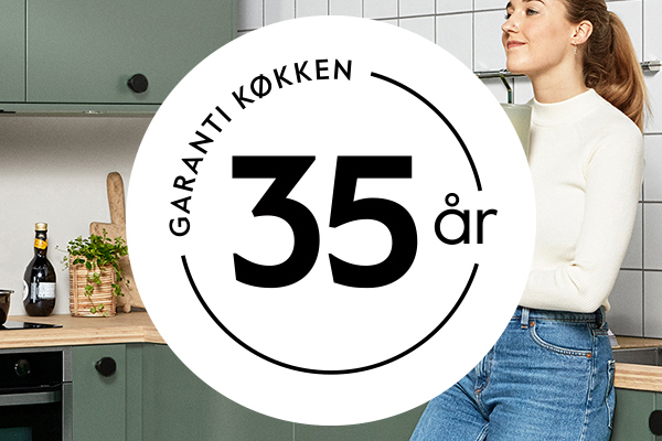 Epoq har 35 års funktionsgaranti Epoq giver 35 års garanti på skuffefunktioner, hængsler, skabsmoduler, dækplader og sokler