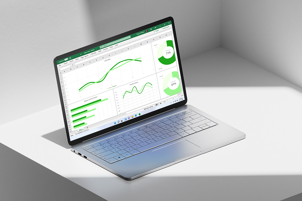 Microsoft 365 Windows 11-computer med Excel åben
