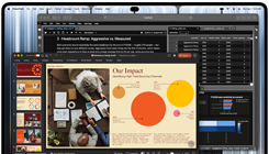 MacBook Pro med PROLED XDR-skærm i farven space black, skærmen viser en præsentation, der bliver oprettet i Microsoft PowerPoint ved hjælp af JupyterLab og Terminal til at skabe indhold