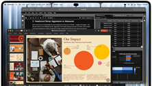 MacBook Pro med PROLED XDR-skærm i farven space black, skærmen viser en præsentation, der bliver oprettet i Microsoft PowerPoint ved hjælp af JupyterLab og Terminal til at skabe indhold