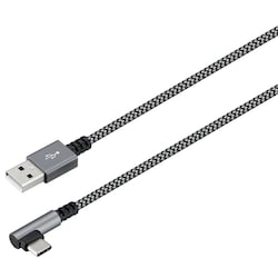 Sandstrøm flettet  USB-A til USB-C kabel (grå/sort)