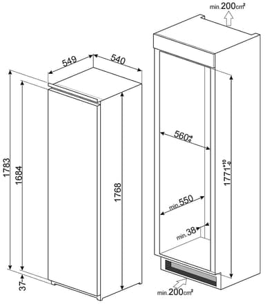 Smeg køleskab S7323LFEP1