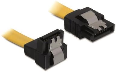 DeLOCK SATA-kabel, 6Gb/s, låseclip, vinklet(nedad)-ret, 0,5m, gul