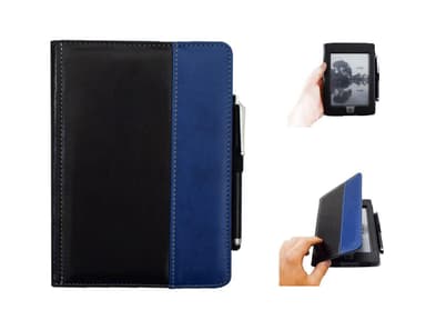 Kindle Touch-etui med Stylus-pen - PU-læder - sort / blå