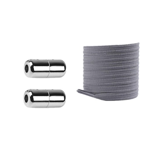 Elastiske snørebånd med lås 1 par Latex Grå/sølv