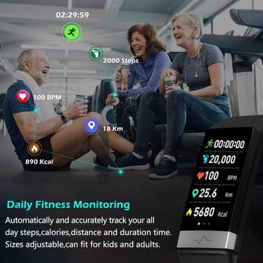 Aktivitetsarmbånd med Bluetooth og pulsmåler, sort
