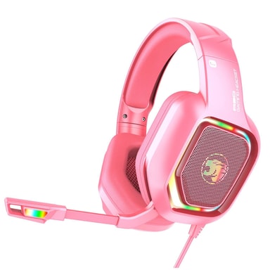 Gaming headset med mikrofon og RGB lys Pink Elgiganten