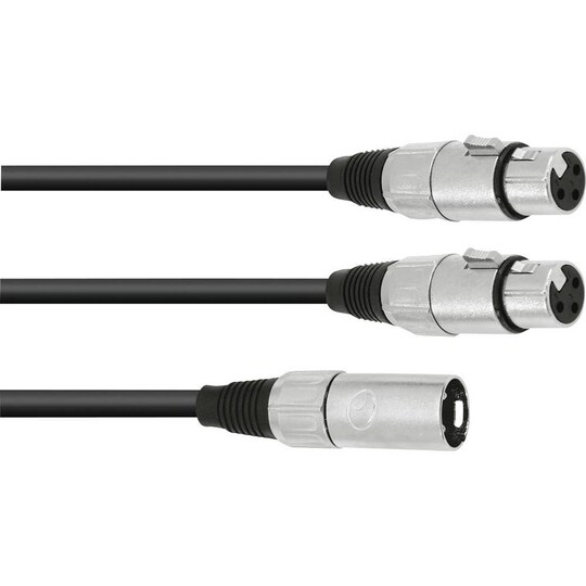 Omnitronic 30225211 XLR Adapterkabel [1x XLR-stik 3-polet - 2x XLR-bøsning 3-polet] 3.00 m Sort